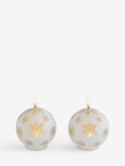 Set of 3 White and Gold Christmas Bauble LED Candles - Image 4 of 5