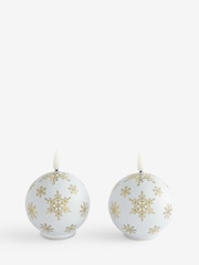 Set of 3 White and Gold Christmas Bauble LED Candles - Image 5 of 5