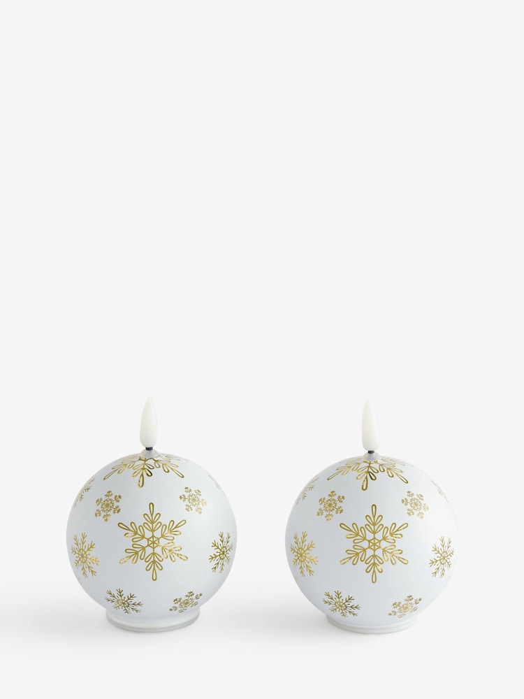 Set of 3 White and Gold Christmas Bauble LED Candles - Image 5 of 5
