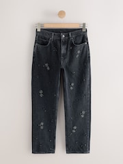 Black N.Premium Floral Embellishment Straight Jeans - Image 6 of 8