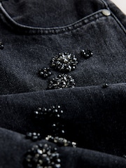 Black N.Premium Floral Embellishment Straight Jeans - Image 8 of 8