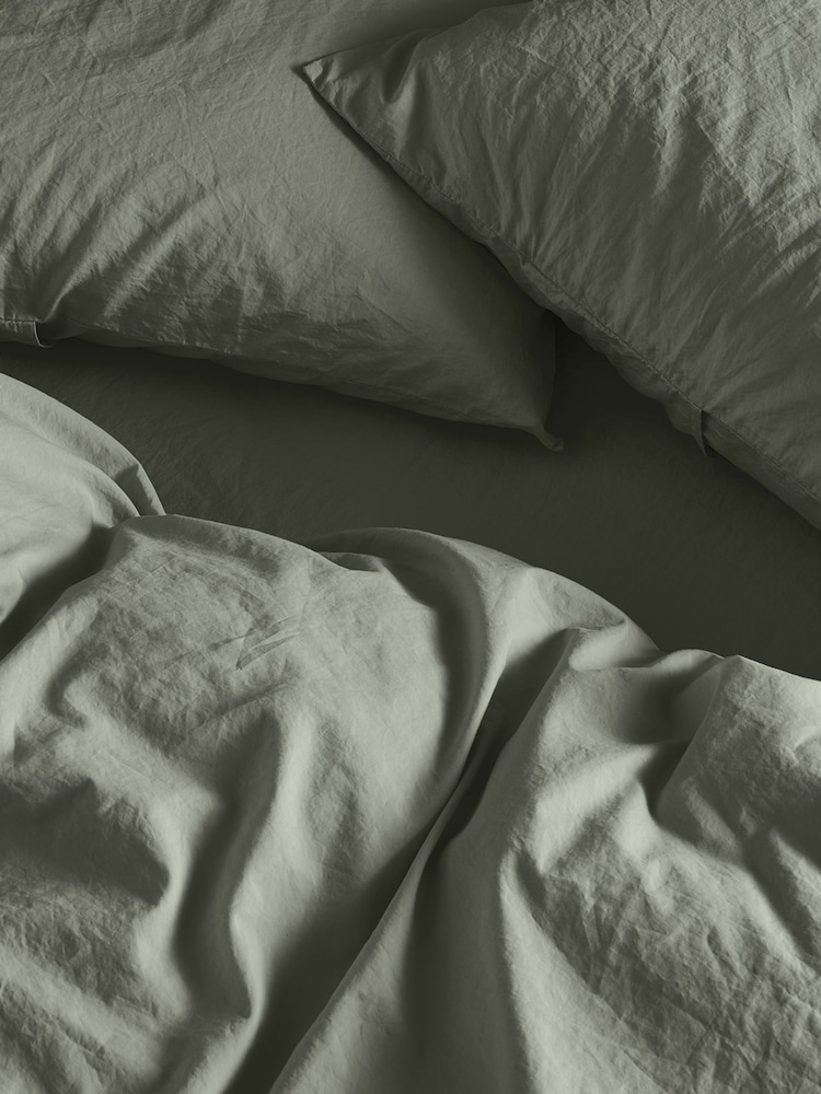 Bedfolk Moss Relaxed Cotton Duvet Cover - Image 2 of 4