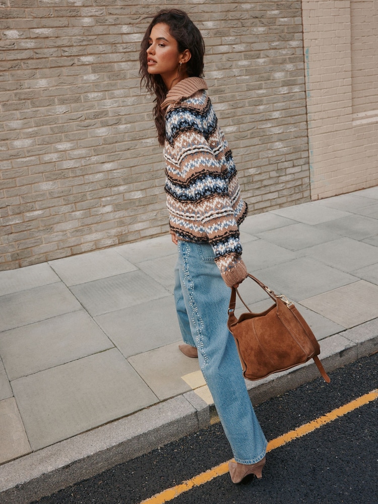 Mid Blue Studded Barrel Leg Jeans - Image 2 of 6