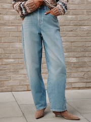 Mid Blue Studded Barrel Leg Jeans - Image 3 of 6