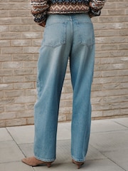 Mid Blue Studded Barrel Leg Jeans - Image 4 of 6