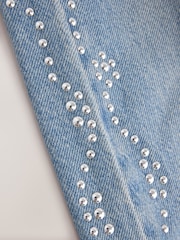 Mid Blue Studded Barrel Leg Jeans - Image 9 of 9