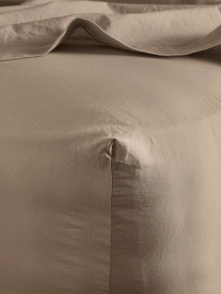 Bedfolk Latte Relaxed Cotton Deep Fitted Sheet - Image 1 of 4