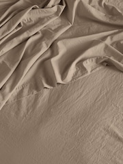 Bedfolk Latte Relaxed Cotton Deep Fitted Sheet - Image 2 of 4