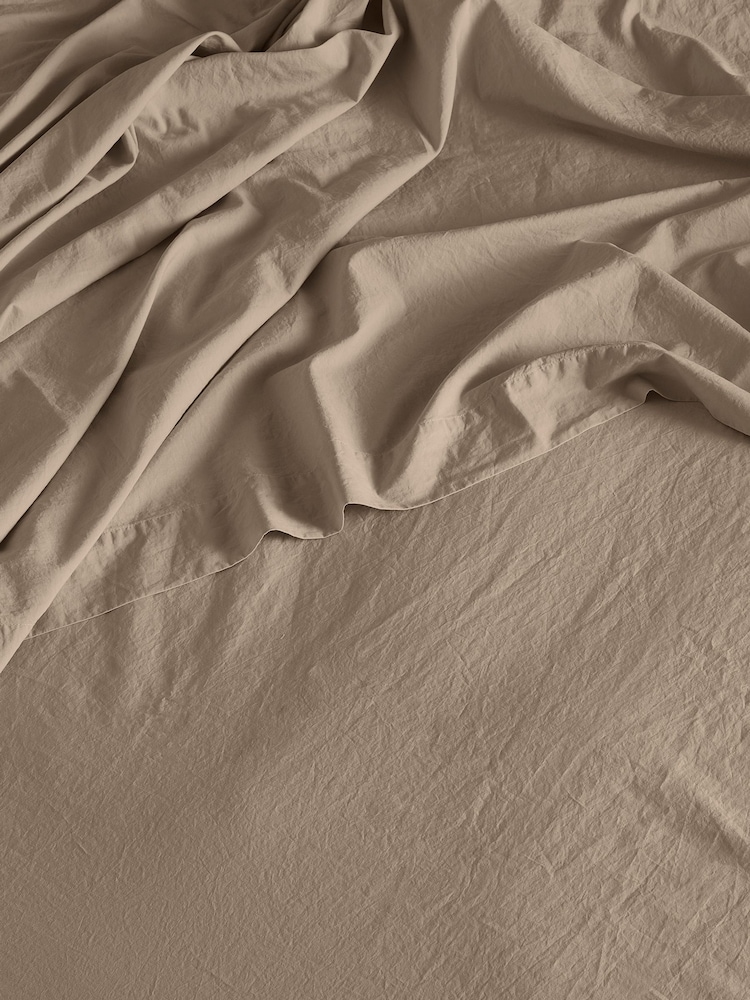 Bedfolk Latte Relaxed Cotton Deep Fitted Sheet - Image 2 of 4