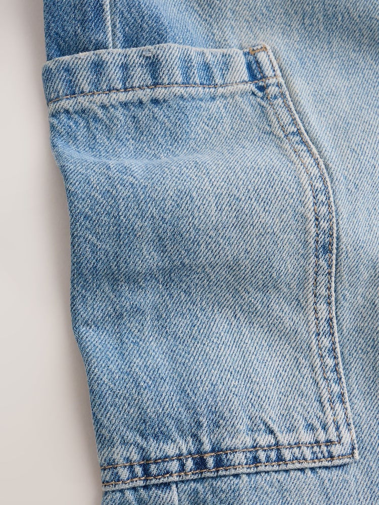 Light Blue Cargo Pocket Barrel Leg Jeans - Image 2 of 3
