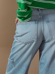 Light Blue Cargo Pocket Barrel Leg Jeans - Image 6 of 9