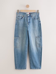 Light Blue Cargo Pocket Barrel Leg Jeans - Image 7 of 9