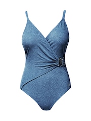 Seaspray Blue Esme Metallised Fiber Mock Wrap Swimsuit - Image 6 of 6