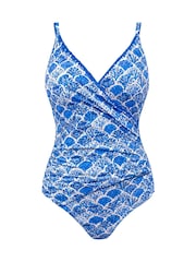 Seaspray Blue Long Length Crete Mock Wrap Swimsuit - Image 8 of 8