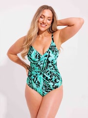 Seaspray Green Regular Length Seychelles Double Draped Swimsuit - Image 1 of 8