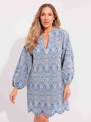 Seaspray Blue Freya Embroidered Dress - Image 1 of 6