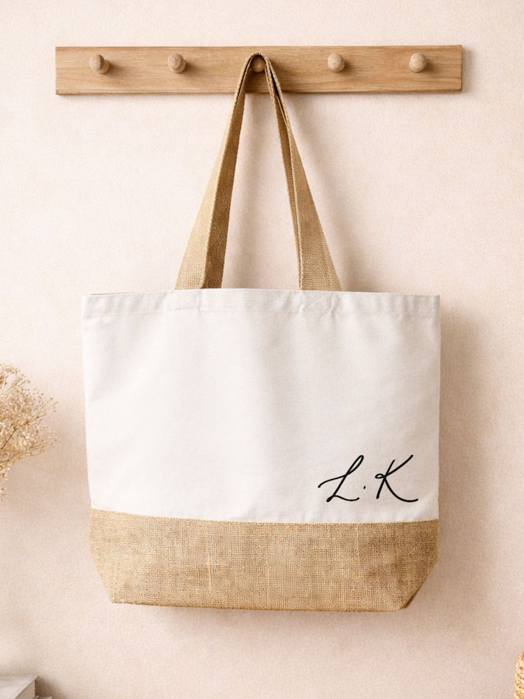 Personalised Script Initials Canvas Tote Bag by No Ordinary Gift - Image 1 of 2