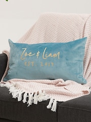 Couples Personalised Rectangle Velvet Cushion by No Ordinary Gift - Image 1 of 2