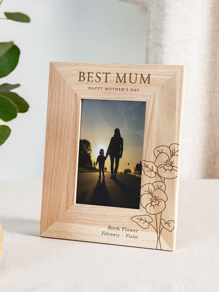 Personalised Birth Flower Photo Frame by No Ordinary Gift - Image 1 of 3