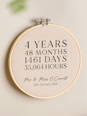 4 Years Together Linen Look Anniversary Hoop by No Ordinary Gift - Image 1 of 1
