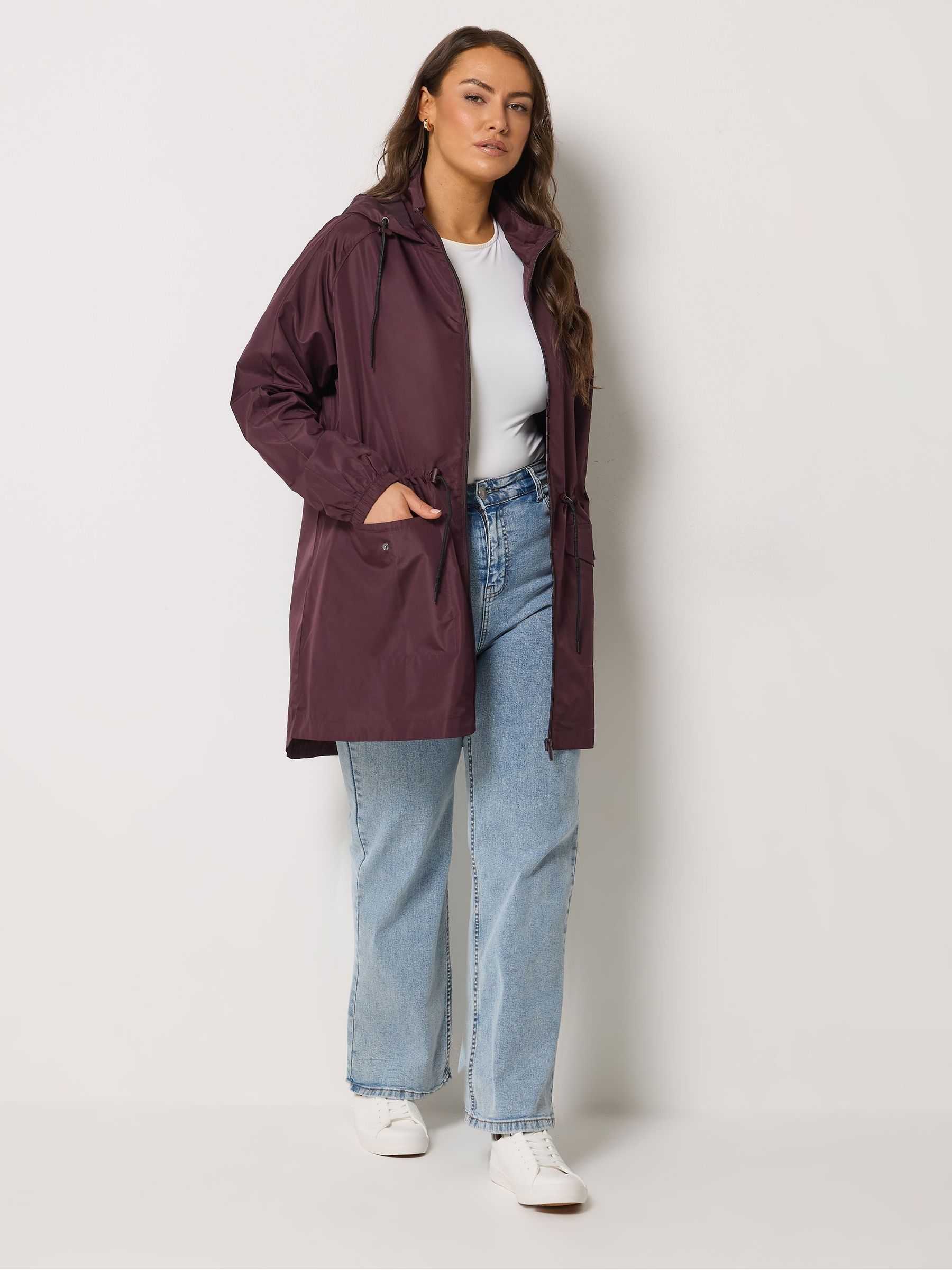 Buy Yours Curve Purple Drawstring Lightweight Parka Jacket from
