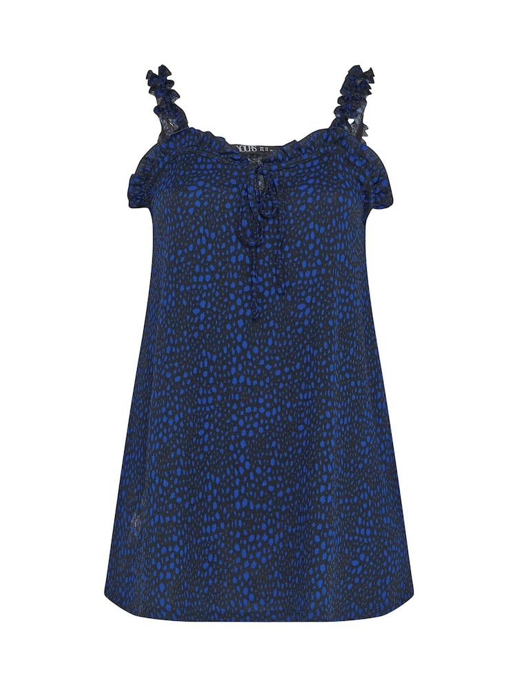 Yours Curve Black Spot Print Frilled Vest Top - Image 5 of 5 Yours Curve Black Spot Print Frilled Vest Top - Image 5 of 5