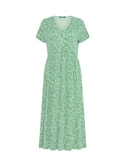 M&Co Green Floral V-Neck Midi Dress - Image 5 of 5