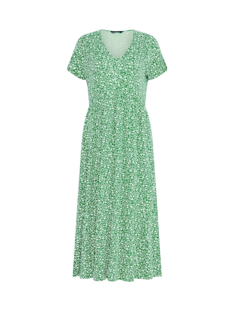 M&Co Green Floral V-Neck Midi Dress - Image 5 of 5