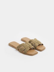 Yours Curve Green Wide Fit Cut Out Mule Sandals - Image 2 of 5