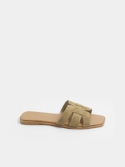 Yours Curve Green Wide Fit Cut Out Mule Sandals - Image 3 of 5