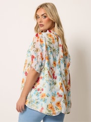 Yours Curve Chalk White Frill Neck Lined Blouse - Image 3 of 5