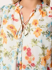 Yours Curve Chalk White Frill Neck Lined Blouse - Image 4 of 5