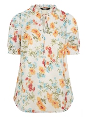 Yours Curve Chalk White Frill Neck Lined Blouse - Image 5 of 5