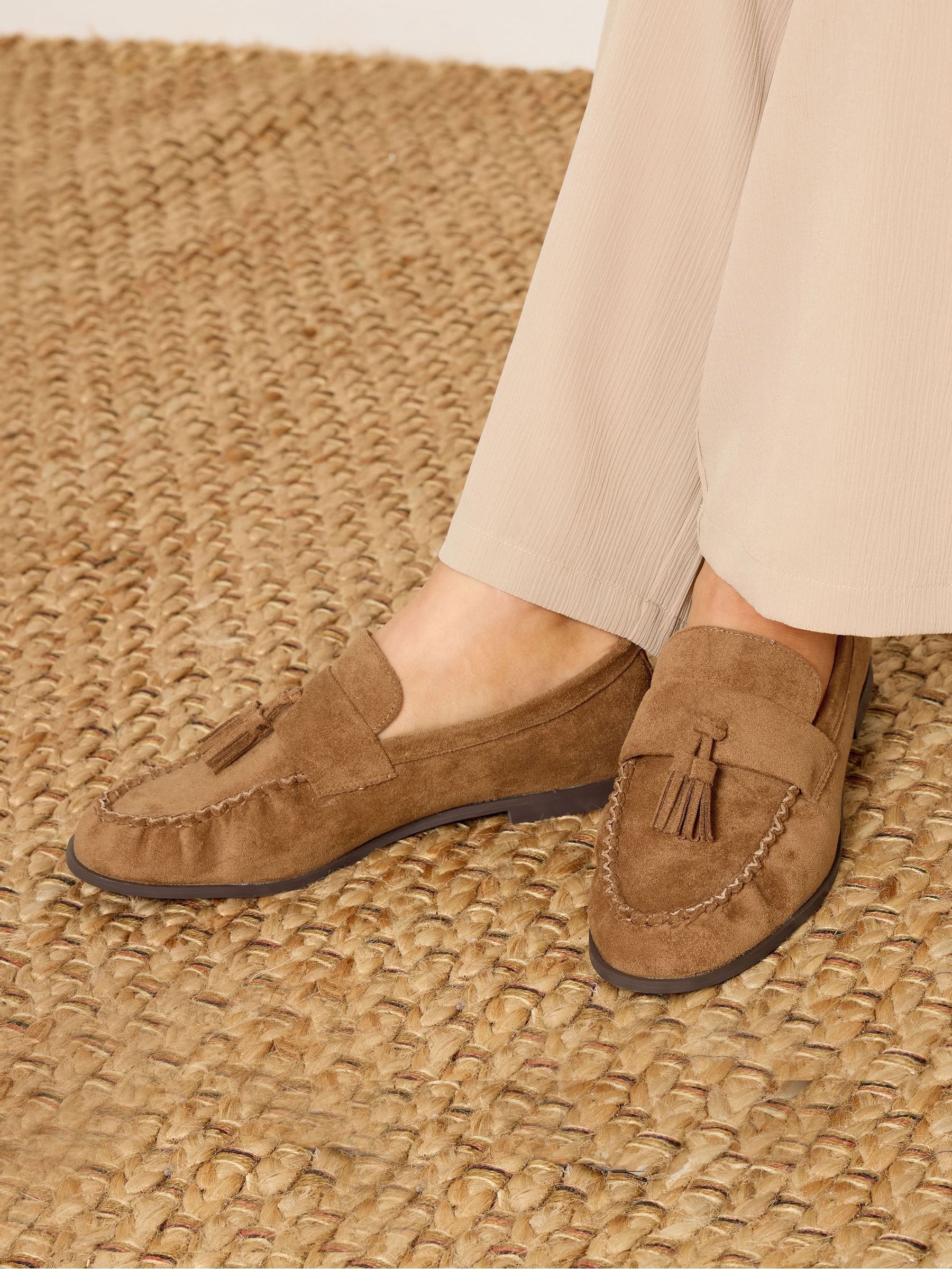 Long Tall Sally Women's Faux Suede Tassel Loafers In Standard Fit in Tan | Size: 9 - Image 3