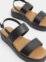 Yours Curve Black Extra-Wide Fit Faux Leather Padded Wedge Sandals - Image 4 of 4