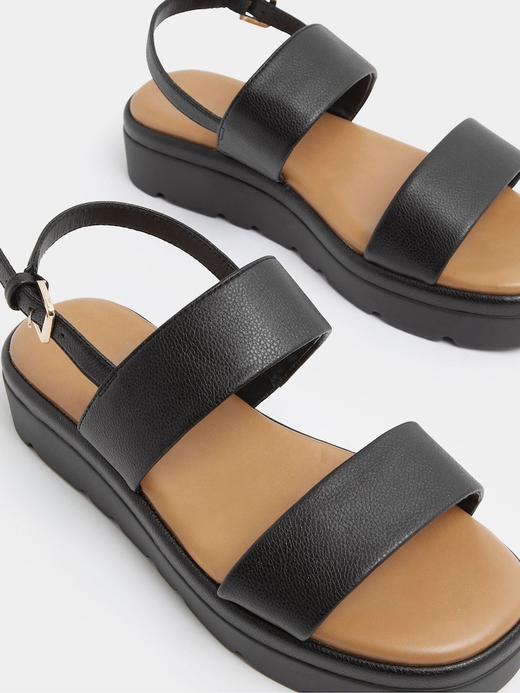 Yours Curve Black Extra-Wide Fit Faux Leather Padded Wedge Sandals - Image 4 of 4 Yours Curve Black Extra-Wide Fit Faux Leather Padded Wedge Sandals - Image 4 of 4