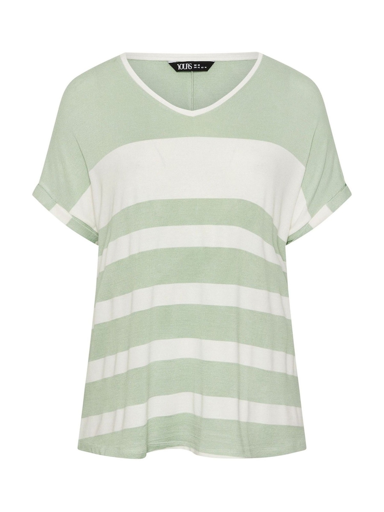 Yours Curve Green Engineered Stripe Top - Image 5 of 5 Yours Curve Green Engineered Stripe Top - Image 5 of 5