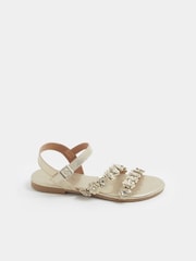 Yours Curve Gold Wide Fit Ditsy Floral Sandals - Image 2 of 5