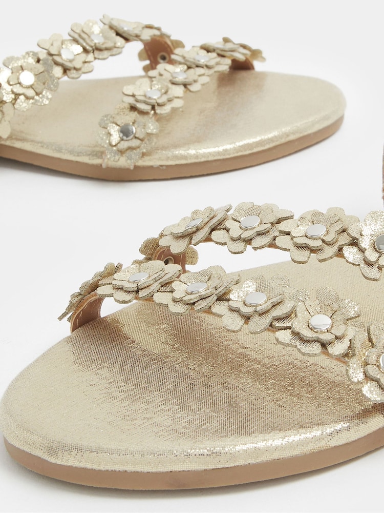 Yours Curve Gold Wide Fit Ditsy Floral Sandals - Image 5 of 5 Yours Curve Gold Wide Fit Ditsy Floral Sandals - Image 5 of 5