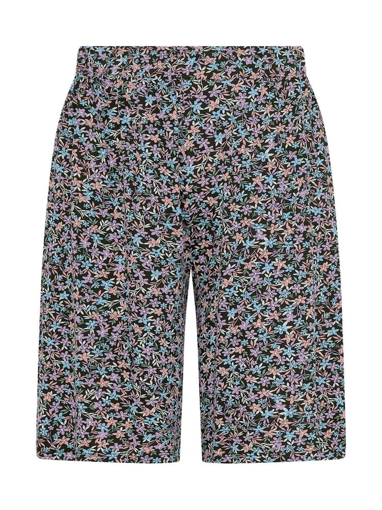 Yours Curve Black Chrome Floral Ditsy Shorts - Image 5 of 5