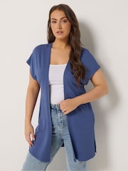 Yours Curve Blue Grown On Sleeve Cover-Up - Image 1 of 5