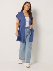 Yours Curve Blue Grown On Sleeve Cover-Up - Image 2 of 5