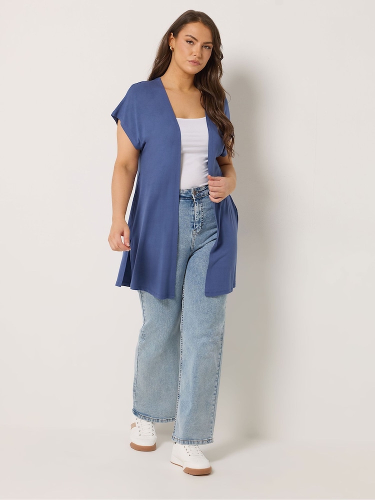 Yours Curve Blue Grown On Sleeve Cover-Up - Image 2 of 5