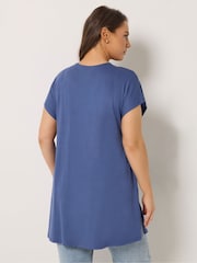 Yours Curve Blue Grown On Sleeve Cover-Up - Image 3 of 5