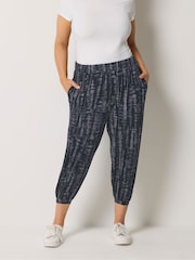Yours Curve Grey Jersey Cropped Harem Trousers - Image 1 of 5