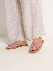 Yours Curve Pink Wide Fit Cut Out Mule Sandals - Image 1 of 3