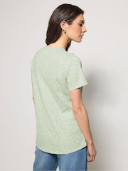 M&Co Green Floral Cotton Henley Top - Image 3 of 5