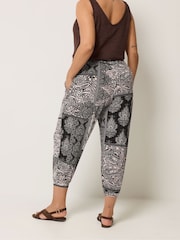 Yours Curve Black Jersey Cropped Harem Trousers - Image 3 of 5