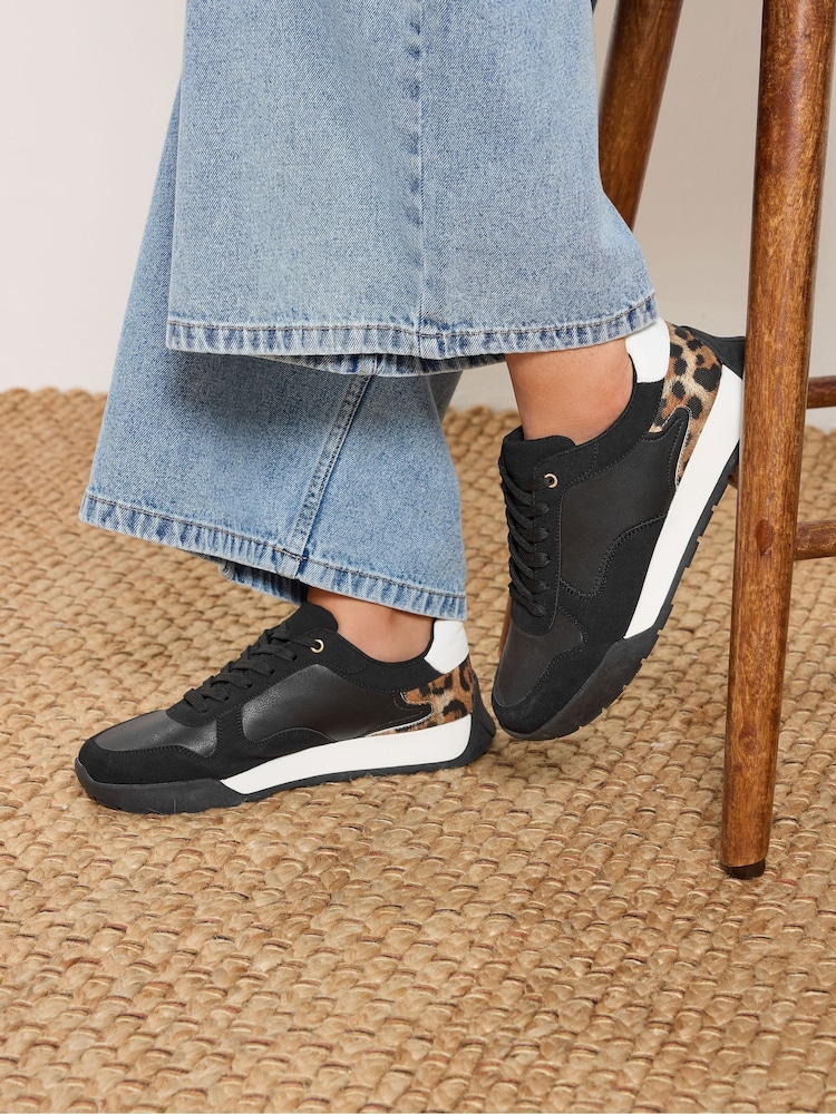 Yours Curve Black Extra-Wide Fit Panelled Runner Trainers - Image 1 of 1