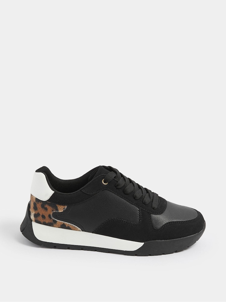 Yours Curve Black Extra-Wide Fit Panelled Runner Trainers - Image 2 of 5